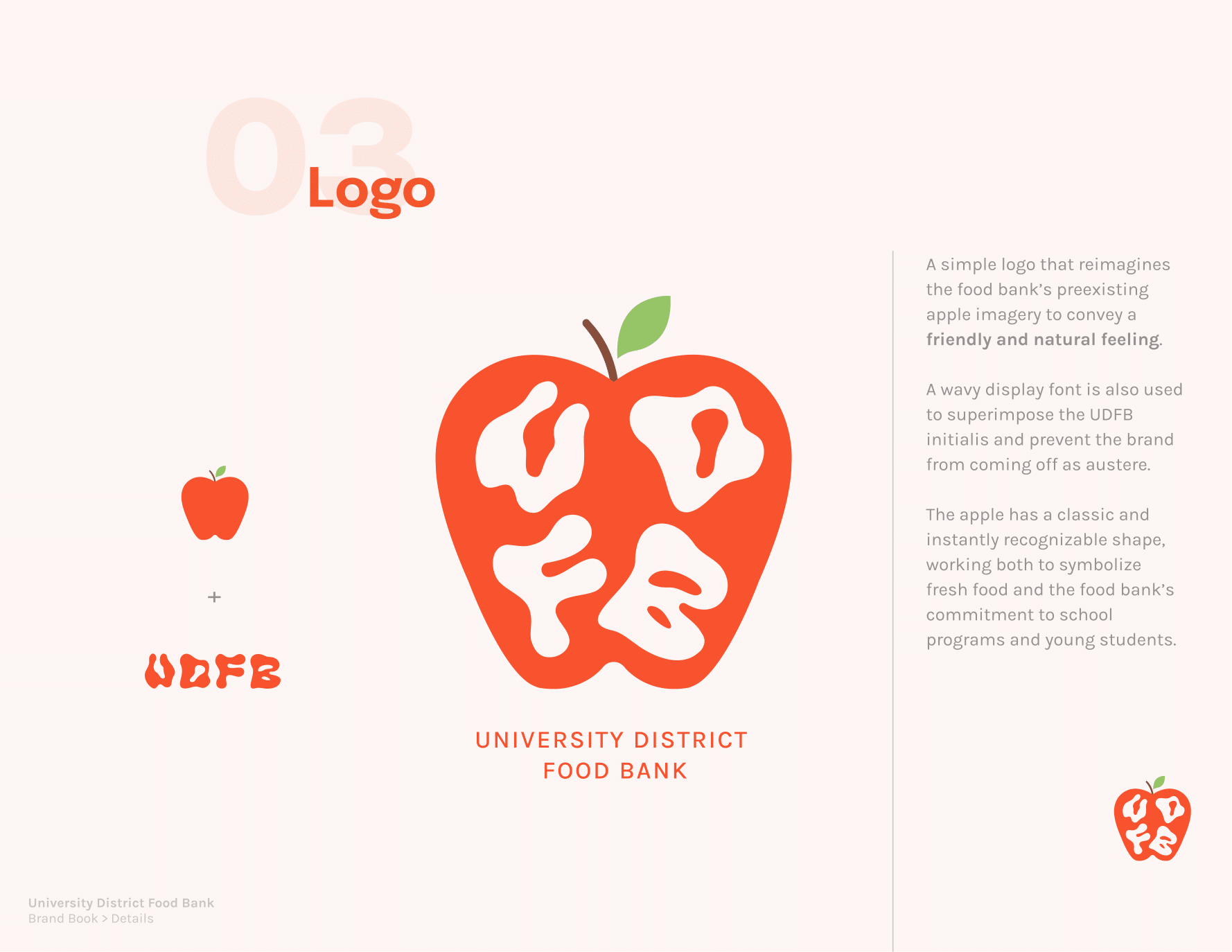 Page 4: My logo design, which is my own version of the original apple logo with the letters UDFB superimposed on top of it